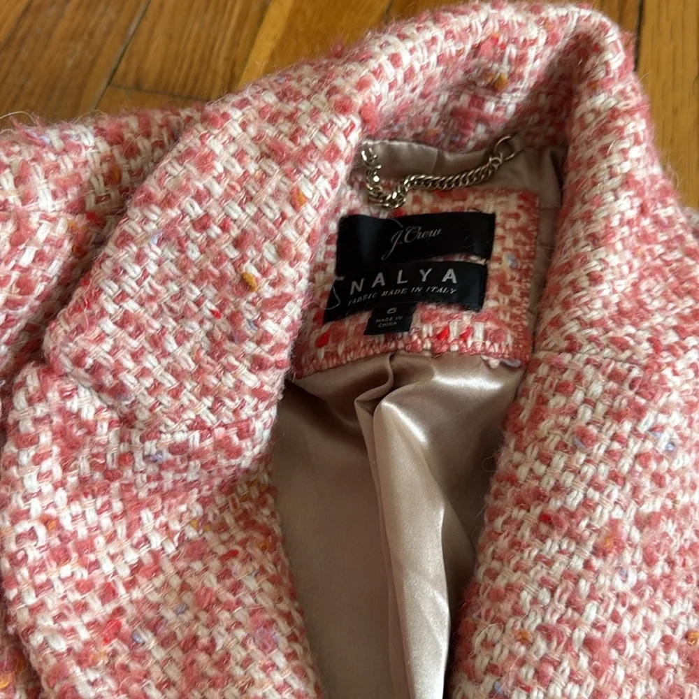 J. Crew Nalya Italian Tweed Button Front‎ Lady Coat Daphne peach size 6 - Picture 4 of 11